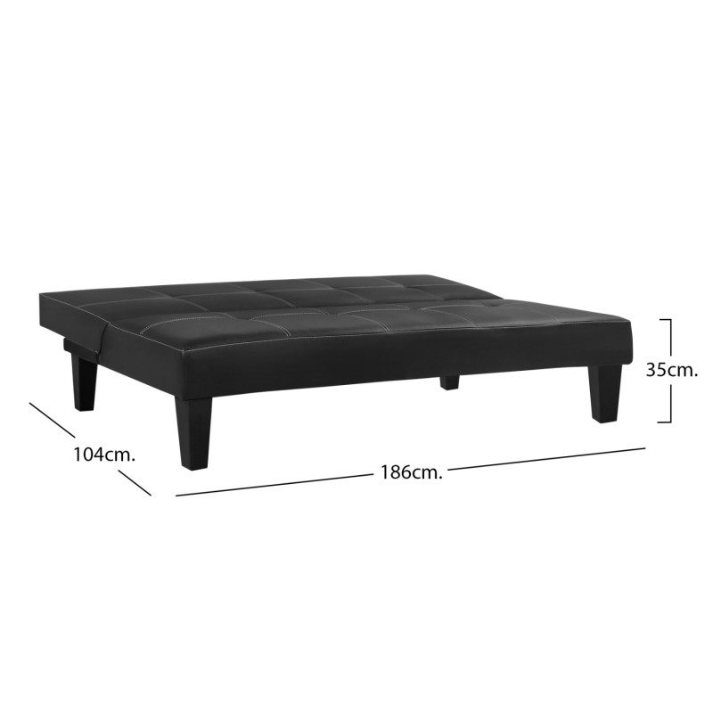 Καναπές Κρεβάτι 3Θ Hm3002 . 02 Μαύρος Pu Με Γαζιά 186X90X82