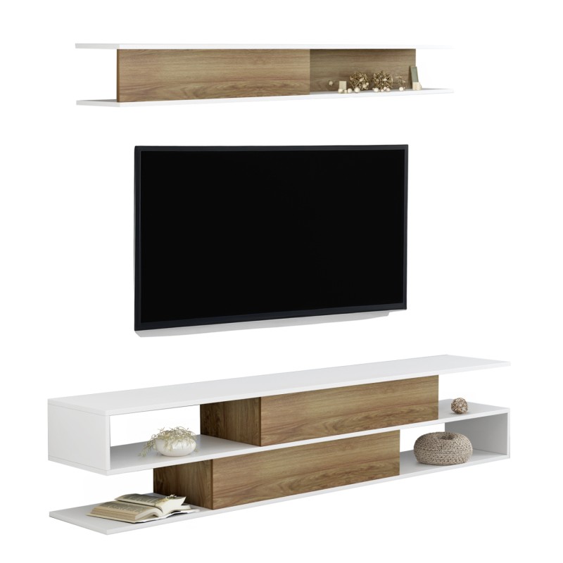 ΣΥΝΘΕΤΟ ΤΗΛΕΟΡΑΣΗΣ BIRGITTA HM8903.11 ΜΕΛΑΜΙΝΗ ΣΕ ΦΥΣΙΚΟ-ΛΕΥΚΟ 181x31,5x39,6Υεκ