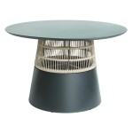 ΤΡΑΠΕΖΙ ΣΤΡΟΓΓΥΛΟ SAEID HM6106.01 ΑΝΘΡΑΚΙ ΑΛΟΥΜΙΝΙΟ-ΜΠΕΖ ΣΧΟΙΝΙ Φ120x75Υεκ.