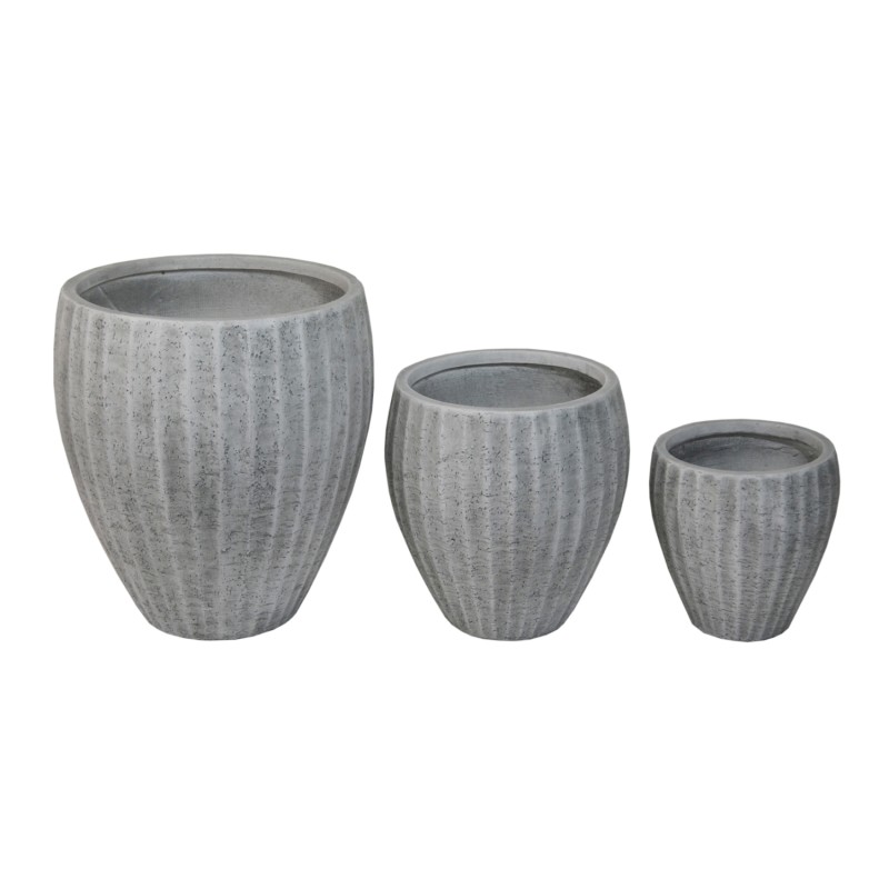 ΣΕΤ 3ΤΜΧ ΓΛΑΣΤΡΕΣ ΣΤΡΟΓΓΥΛΕΣ ΣΕΙΡΑ GARDENER HM4728 FIBERCLAY-ΧΡΩΜΑ CEMENT Φ48x56Υεκ