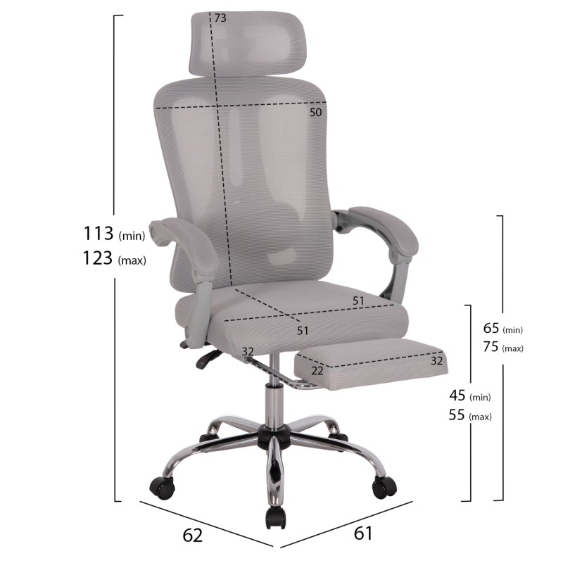 ΚΑΡΕΚΛΑ ΓΡΑΦΕΙΟΥ BARNET HM18258.02 ΓΚΡΙ MESH-ΓΚΡΙ ΣΚΕΛΕΤΟΣ NYLON 61x62x123Υ