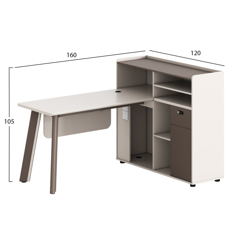 ΓΡΑΦΕΙΟ ΔΕΞΙΑ ΓΩΝΙΑ NEWLINE HM18275R ΜΕΛΑΜΙΝΗ ΕΚΡΟΥ--ΠΟΔΙΑ ΑΛΟΥΜΙΝΙΟΥ 160x120x105Υεκ