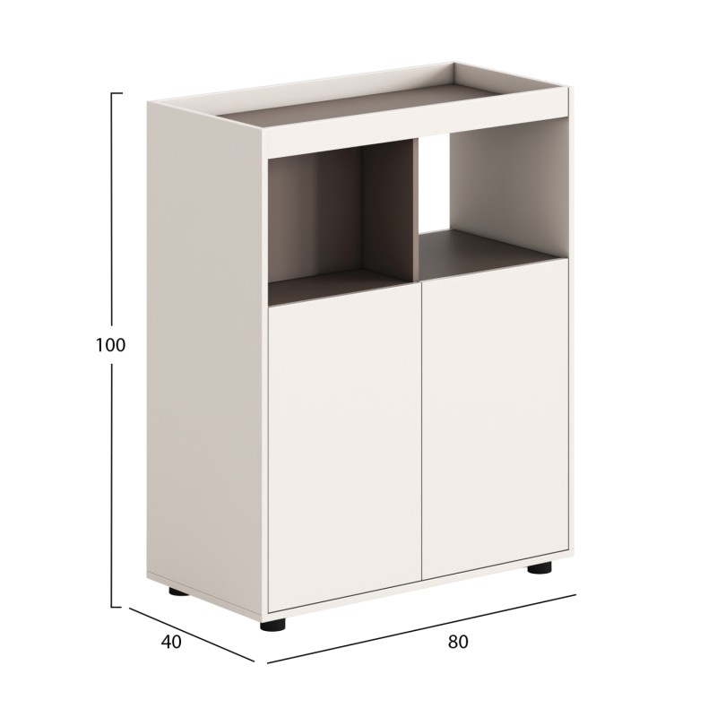 ΝΤΟΥΛΑΠΙ ΒΙΒΛΙΟΘΗΚΗ NEWLINE HM18284 ΜΕΛΑΜΙΝΗ ΚΡΕΜ-ΑΝΟΙΧΤΟ ΚΑΦΕ 80x40x100Υεκ