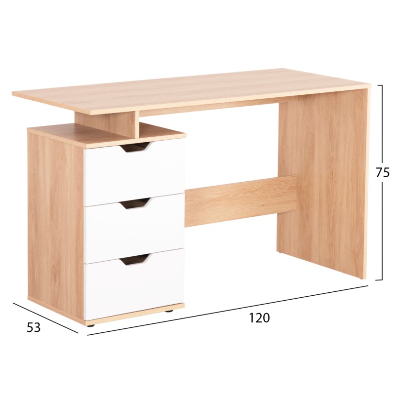 ΓΡΑΦΕΙΟ ΜΕ ΣΥΡΤΑΡΙΑ COLT HM18291 ΜΕΛΑΜΙΝΗ ΣΕ ΛΕΥΚΟ-SONAMA 120x53x75Υεκ.