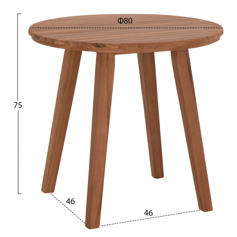 TΡΑΠΕΖΙ ΤΡΑΠΕΖΑΡΙΑΣ ΣΤΡΟΓΓΥΛΟ DANTE HM6379 ΞΥΛΟ TEAK Φ80x75Υεκ.