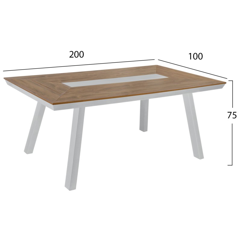 ΤΡΑΠΕΖΙ ΑΛΟΥΜΙΝΙΟΥ TABER HM5131.11 ΛΕΥΚΟ ΜΕ POLYWOOD TOP 200x100x75Υεκ