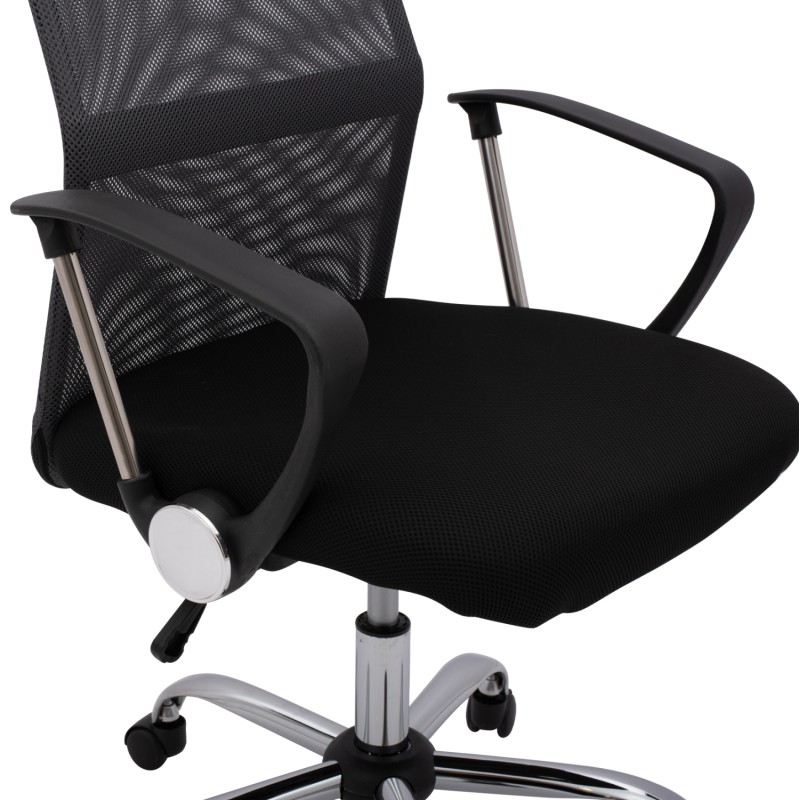 Καρεκλά Γραφείου Cable Hm1000 . 10 Μαύρο Γκρι Mesh Πόδι Χρωμίου 61X58X118 Εκ .