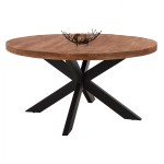 ΤΡΑΠΕΖΙ ΣΤΡΟΓΓΥΛΟ LEVINHO 6εκ.ΠΑΧΟΣ ΜΑΣΙΦ ΞΥΛΟ MANGO HM8485.11 Φ150x78Υ εκ.