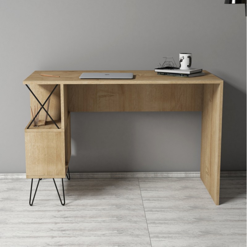 ΓΡΑΦΕΙΟ ΥΠΟΛΟΓΙΣΤΗ ΜΕΛΑΜΙΝΗΣ HM9509.01 ΦΥΣΙΚΟ ΟΑΚ ΜΕ ΡΑΦΙΑ 120x60x78.8Yεκ