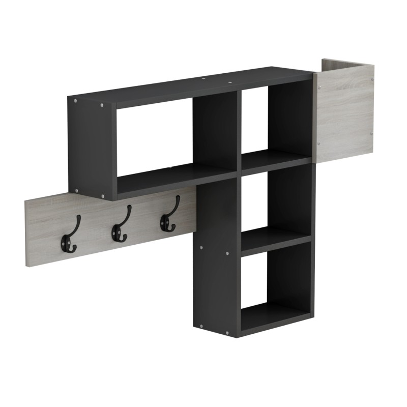 ΚΡΕΜΑΣΤΡΑ ΕΙΣΟΔΟΥ ΜΕ ΡΑΦΙΑ HARLAN HM8973.11 ΜΕΛΑΜΙΝΗ ΣΕ SONAMA-ΓΚΡΙ 99,5x15x61Υεκ.