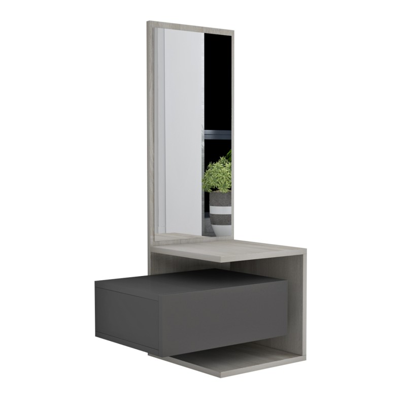 ΕΠΙΠΛΟ ΕΙΣΟΔΟΥ ΤΟΙΧΟΥ ΜΕ ΚΑΘΡΕΠΤΗ MEARA HM8984.11 ΜΕΛΑΜΙΝΗ ΣΕ SONAMA-ΓΚΡΙ 49,1x31,3x90Υεκ.