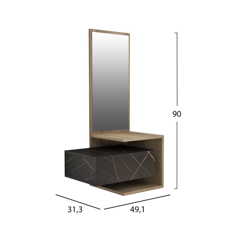 ΕΠΙΠΛΟ ΕΙΣΟΔΟΥ ΤΟΙΧΟΥ ΜΕ ΚΑΘΡΕΠΤΗ MEARA HM8984.13 ΜΕΛΑΜΙΝΗ BLACK MARBLE-ΦΥΣΙΚΟ 49,1x31,3x90Υεκ