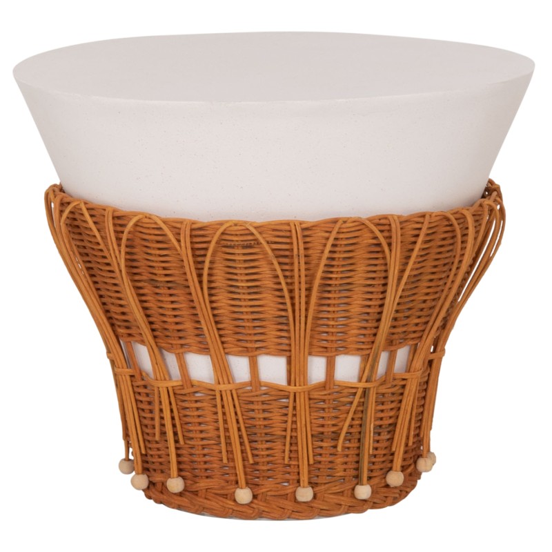 ΤΡΑΠΕΖΙ ΒΟΗΘΗΤΙΚΟ PERRAL HM18164.02S FIBER CEMENT ΛΕΥΚΟ-ΦΥΣΙΚΟ RATTAN--Φ42x36Υεκ