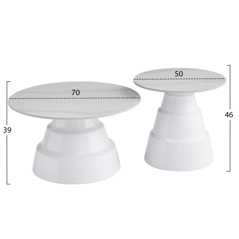 ΣΕΤ 2 ΤΡΑΠΕΖΙΑ ΣΑΛΟΝΙΟΥ LIDOX HM18306.01 SINTERED STONE TOPS KAI ΒΑΣΕΙΣ--ΛΕΥΚΑ Φ50 & Φ70
