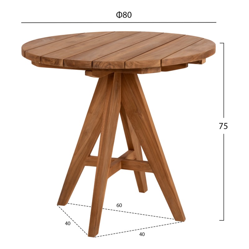 ΤΡΑΠΕΖΙ LEO HM9623.11 ΣΤΡΟΓΓΥΛΟ ΜΑΣΙΦ ΞΥΛΟ ΤΕΑΚ Φ80x75Υεκ.