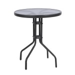 ΤΡΑΠΕΖΙ LIMA Φ60x68Υεκ. ΓΚΡΙ ΜΕΤΑΛΛΙΚΟ ΜΕ ΓΥΑΛΙΝΗ ΕΠΙΦΑΝΕΙΑ HM5079.01