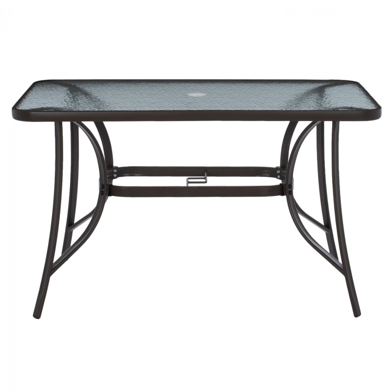 ΤΡΑΠΕΖΙ BRAVO ΜΕΤΑΛΛΙΚΟ ΚΑΦΕ ΓΥΑΛ.ΕΠΙΦΑΝΕΙΑ ΜΕ ΤΡΥΠΑ ΟΜΠΡΕΛΑΣ 120Χ70Χ72Υεκ.HM5021.12