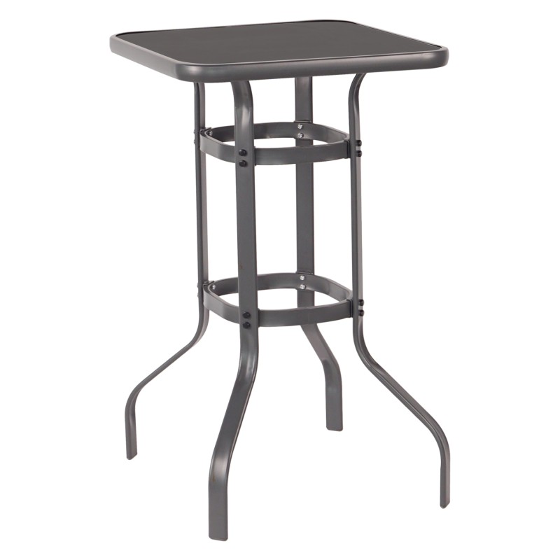 ΤΡΑΠΕΖΙ ΜΠΑΡ ΤΕΤΡΑΓΩΝΟ FIGGY HM6066.01 ΜΕΤΑΛΛΙΚΟ ΓΚΡΙ-ΓΥΑΛΙ ΑΣΦΑΛΕΙΑΣ 60x60x100Υεκ