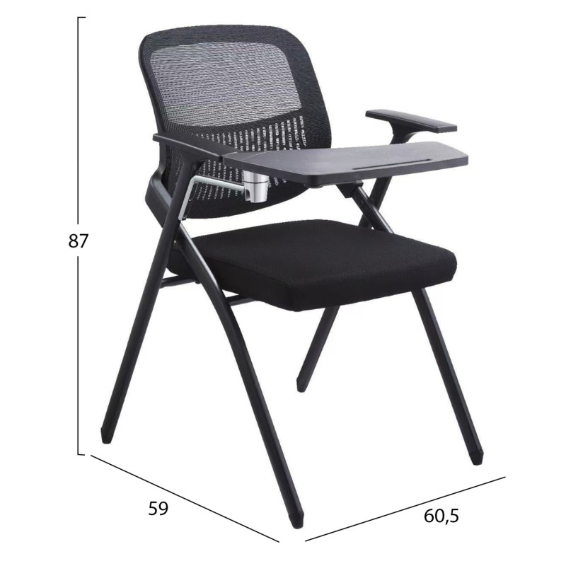 ΚΑΡΕΚΛΑ ΣΥΝΕΔΡΙΟΥ ΠΤΥΣΣΟΜΕΝΗ ΜΕ ΑΝΑΛΟΓΙΟ DENO HM1209.01 MESH ΥΦΑΣΜΑ ΜΑΥΡΟ 65x63x82Υεκ.