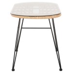 ΤΡΑΠΕΖΙ ΟΒΑΛ ΧΑΜΗΛΟ ALLEGRA HM5695.11 ΜΠΕΖ WICKER-ΜΑΥΡΟ ΜΕΤΑΛΛΟ 100x45x51,5Υεκ.