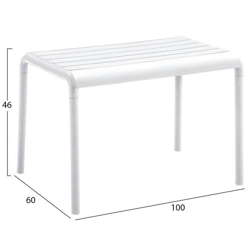 ΤΡΑΠΕΖΙ ΣΑΛΟΝΙΟΥ ΕΞΩΤΕΡΙΚΟΥ ΧΩΡΟΥ ΧΑΜΗΛΟ KORVER HM6334.01 ΠΟΛΥΠΡΟΠΥΛΕΝΙΟ ΛΕΥΚΟ 100x60x46Υεκ