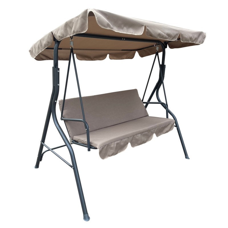 ΚΟΥΝΙΑ 3ΘΕΣΙΑ ΜΕ ΣΚΙΑΣΤΡΟ LIKID HM5979.02 ΜΕΤΑΛΛΟ ΓΚΡΙ-ΚΑΦΕ ΥΦΑΣΜΑ 174x110x200Υ