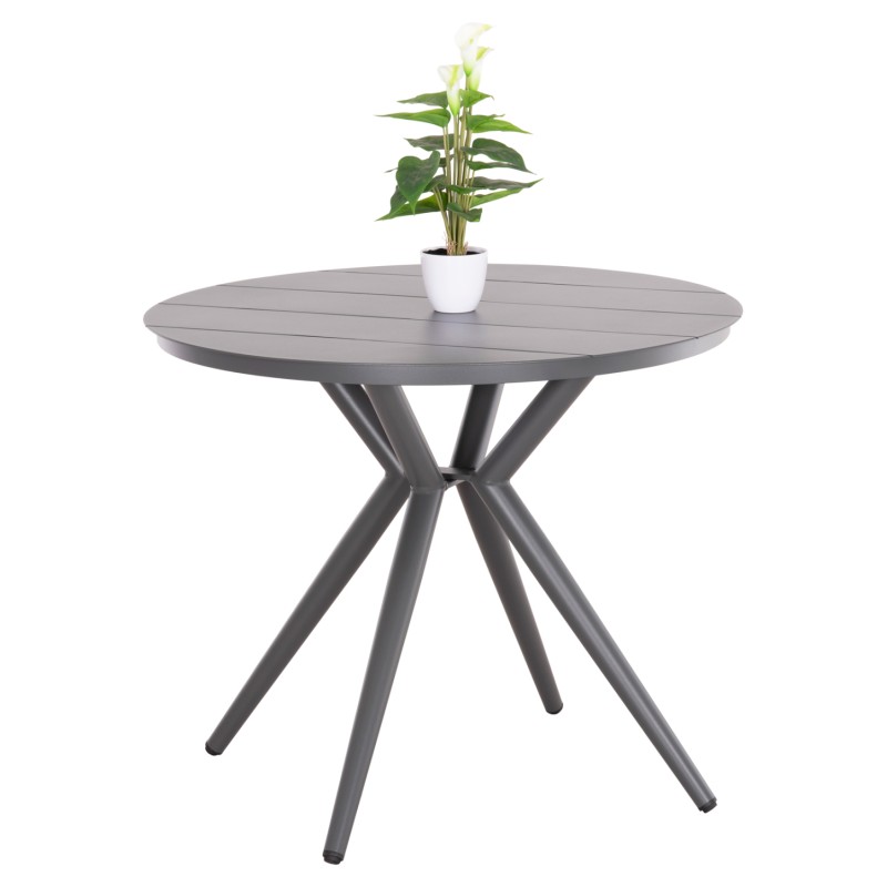 ΤΡΑΠΕΖΙ ΣΤΡΟΓΓΥΛΟ ΑΛΟΥΜΙΝΙΟΥ HIGER HM6289.01 ΓΚΡΙ Φ90x74Yεκ.