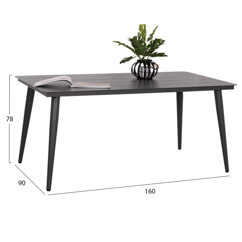 ΤΡΑΠΕΖΙ ΑΛΟΥΜΙΝΙΟΥ ΟΡΘΟΓΩΝΙΟ HIGER HM6291.01 ΓΚΡΙ 160x90x78Υεκ.