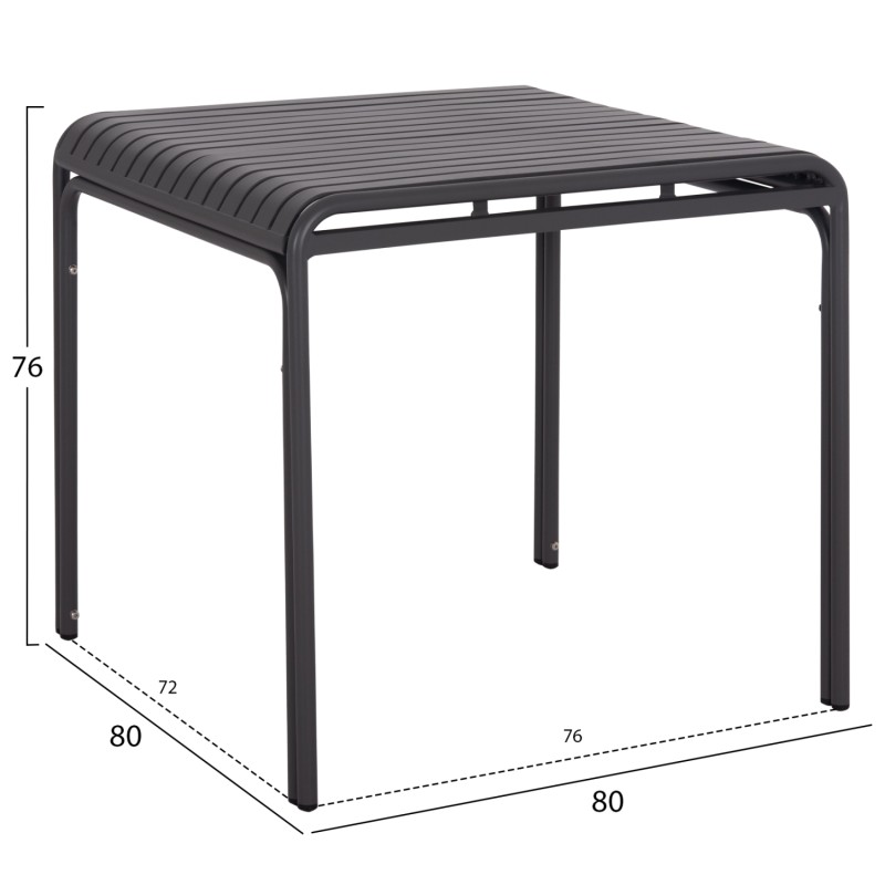 ΤΡΑΠΕΖΙ ΤΕΤΡΑΓΩΝΟ ΑΛΟΥΜΙΝΙΟΥ RACHEL HM6338.01 ΓΚΡΙ 80x80x76Υεκ.