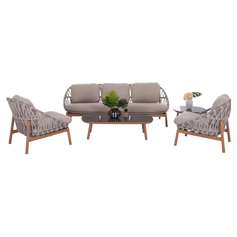 ΣΕΤ ΣΑΛΟΝΙ ΕΞ.ΧΩΡΟΥ 5ΤΜΧ KROM HM6360.02 ΑΛΟΥΜΙΝΙΟ--ΣΧΟΙΝΙ STRAP--3D PRINTED ΓΥΑΛΙ