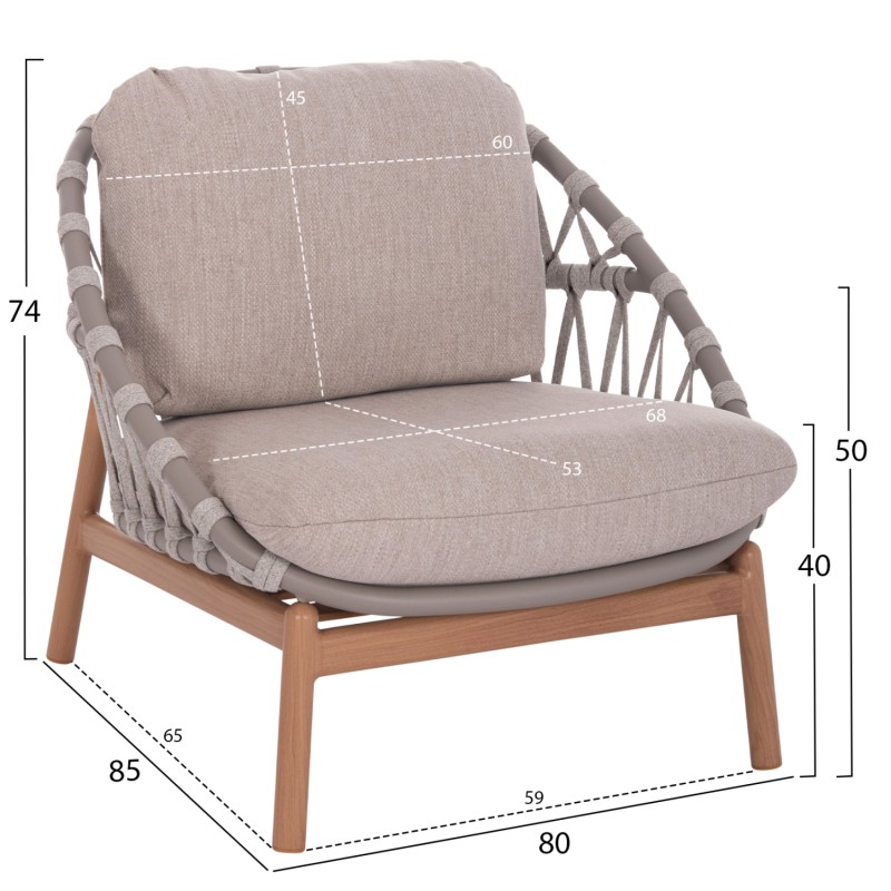 ΣΕΤ ΣΑΛΟΝΙ ΕΞ.ΧΩΡΟΥ 5ΤΜΧ KROM HM6360.02 ΑΛΟΥΜΙΝΙΟ--ΣΧΟΙΝΙ STRAP--3D PRINTED ΓΥΑΛΙ