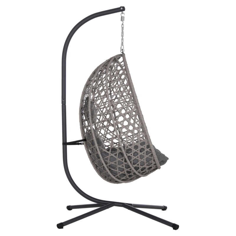 ΚΡΕΜΑΣΤΗ ΦΩΛΙΑ NESTA HM6468.01 ΓΚΡΙ ΜΕΤΑΛΛΟ & P.E.RATTAN 100x100x190Υεκ.