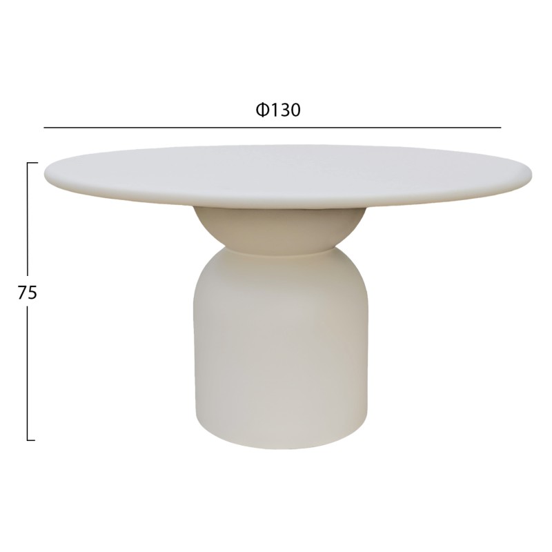 ΤΡΑΠΕΖΙ ΤΡΑΠΕΖΑΡΙΑΣ ΣΤΡΟΓΓΥΛΟ KAZVIN HM6582.02 ΜΠΕΖ FIBER CEMENT Φ130x73Υεκ