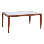 ΤΡΑΠΕΖΙ MEIR ΣΑΛΟΝΙΟΥ ΑΛΟΥΜΙΝΙΟΥ BAMBOO LOOK ΜΕ ΓΥΑΛΙ 100Χ58Χ46 HM5551.01