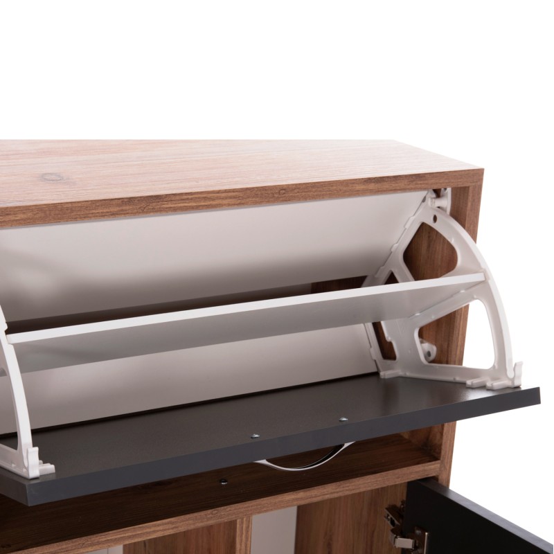 ΠΑΠΟΥΤΣΟΘΗΚΗ MEDY HM18187.02 ΜΕΛΑΜΙΝΗ ΣΕ ΦΥΣΙΚΟ & ΑΝΘΡΑΚΙ-ΜΑΥΡΑ ΠΟΔΙΑ 85x30x108.5Υεκ