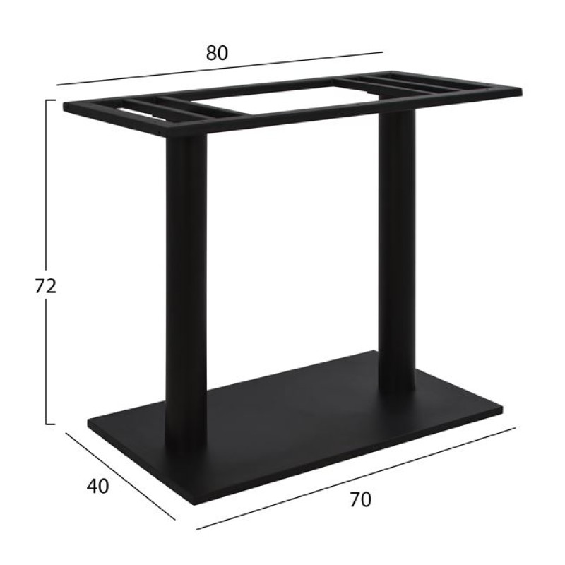 ΒΑΣΗ ΜΕΤΑΛΛΙΚΗ ΔΙΠΛΗ ΜΑΥΡΗ 80Χ40Χ72Υεκ. ΜΕ ΡΕΓΟΥΛΑΤΟΡΟΥΣ HM435