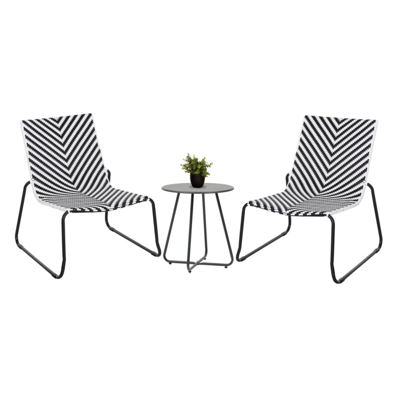 ΣΕΤ LOUNGE 3TMX ΕΞ.ΧΩΡΟΥ PONY HM21193 ΜΕΤΑΛΛΟ ΣΕ ΓΚΡΙ--ΣΥΝΘ.RATTAN ΣΕ ΛΕΥΚΟ-ΜΑΥΡΟ