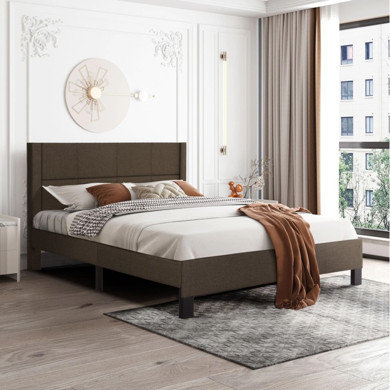 ΚΡΕΒΑΤΙ ΔΙΠΛΟ & ΣΤΡΩΜΑ TRILLOP HM21202.13 ΚΑΦΕ ΥΦΑΣΜΑ--ΓΙΑ 160x200εκ