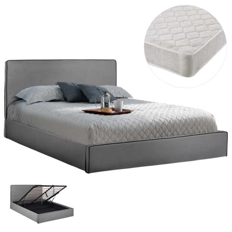 ΚΡΕΒΑΤΙ ΔΙΠΛΟ & ΣΤΡΩΜΑ ALLIE HM21273.01 ΓΚΡΙ ΥΦΑΣΜΑ ΜΕ ΑΠΟΘ.ΧΩΡΟ--ΓΙΑ 160x200 εκ.