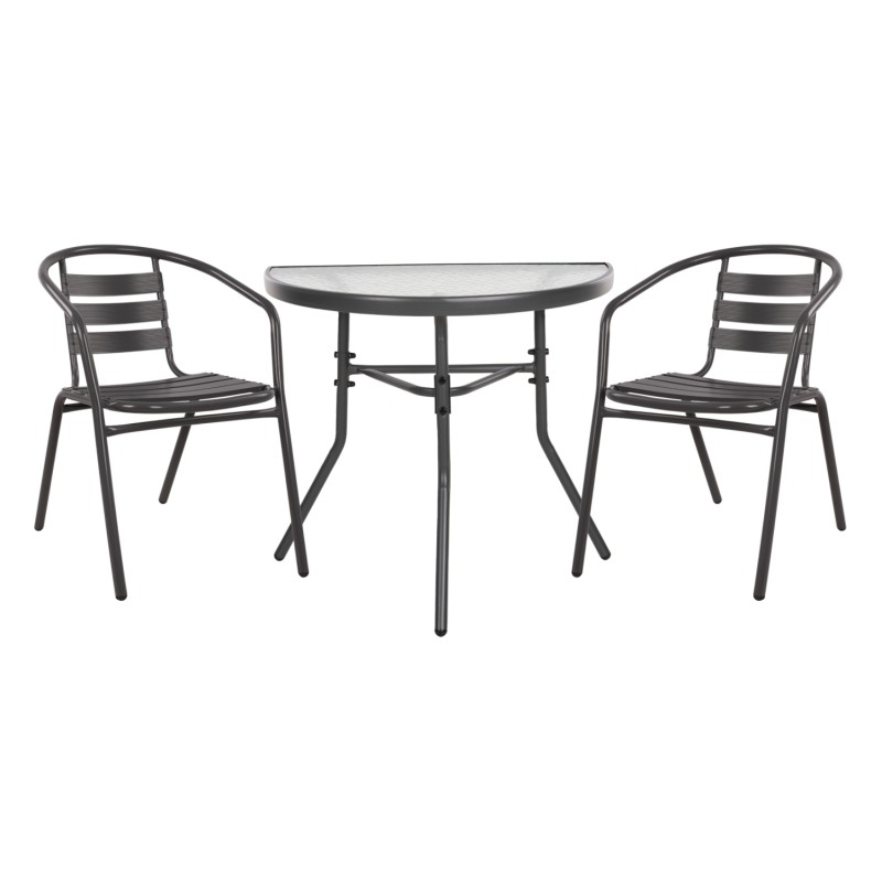 ΣΕΤ ΕΞΩΤ.ΧΩΡΟΥ 3ΤΜΧ LAURA HM21112 ΤΡΑΠΕΖΙ ΗΜΙΚΥΚΛΙΚΟ & 2 ΠΟΛΥΘΡΟΝΕΣ- ΓΚΡΙ