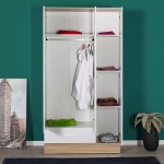 Ντουλάπα ρούχων Base Megapap τρίφυλλη σε χρώμα λευκό - sonoma 103x52x198εκ.