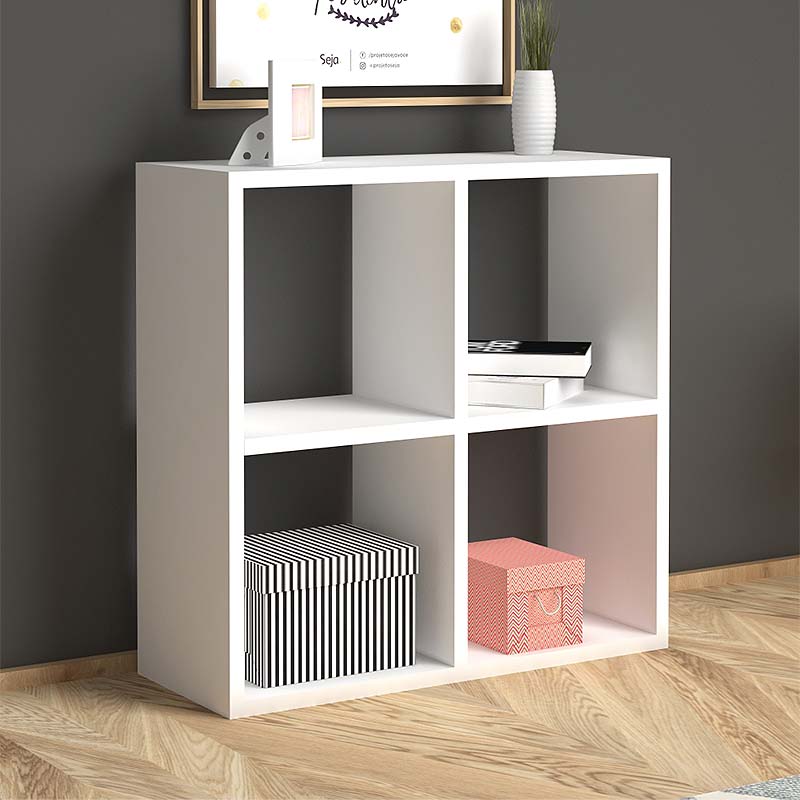 Βιβλιοθήκη Cube Megapap από μελαμίνη χρώμα λευκό 60x23x60εκ.