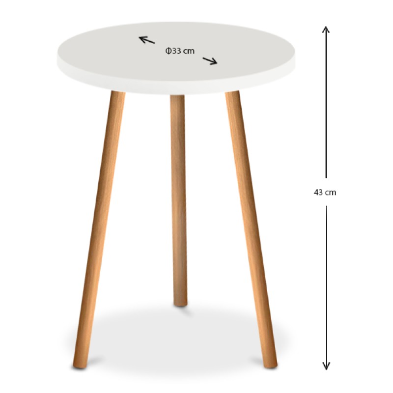 Βοηθητικό τραπεζάκι Roma Megapap από μελαμίνη χρώμα λευκό 33,5x33,5x46εκ.