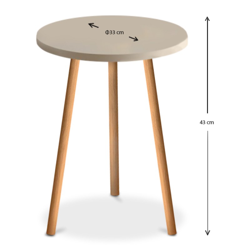 Βοηθητικό τραπεζάκι Roma Megapap από μελαμίνη χρώμα κρεμ 33,5x33,5x46εκ.