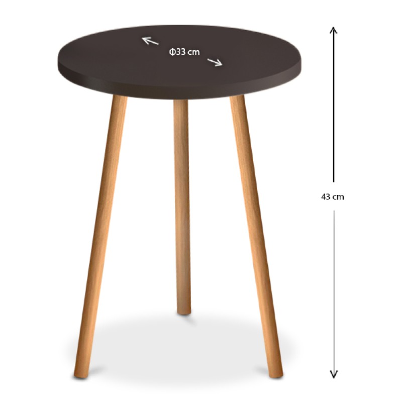 Βοηθητικό τραπεζάκι Roma Megapap από μελαμίνη χρώμα καφέ 33,5x33,5x46εκ.