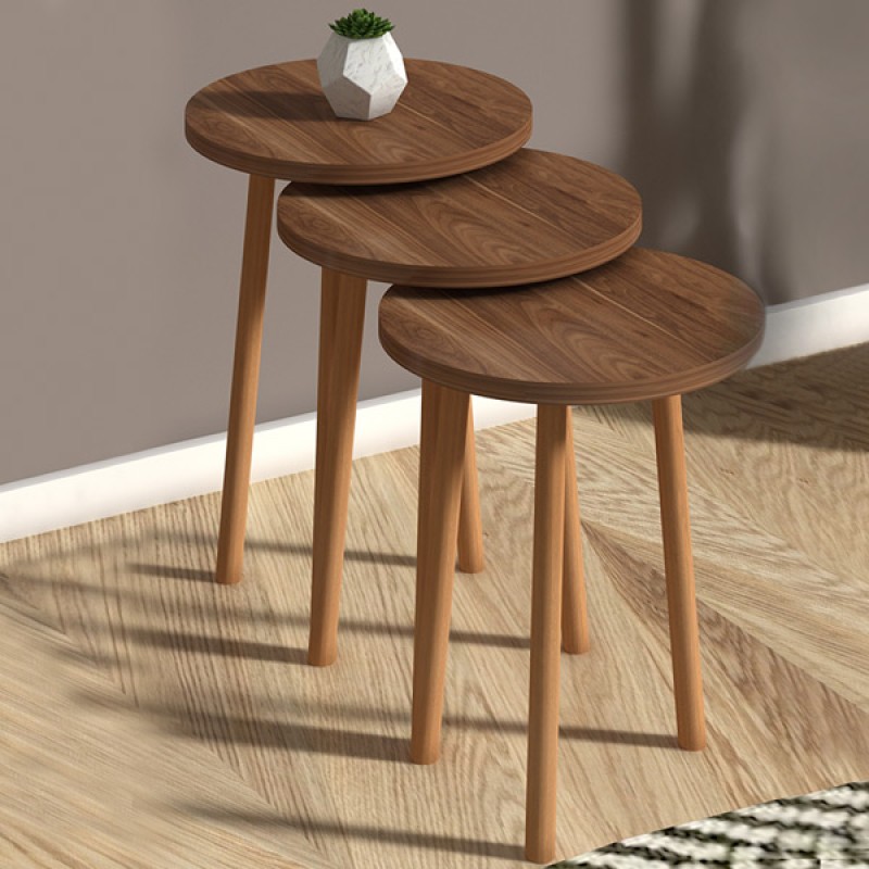 Βοηθητικά τραπεζάκια Roma Megapap από μελαμίνη χρώμα καρυδί