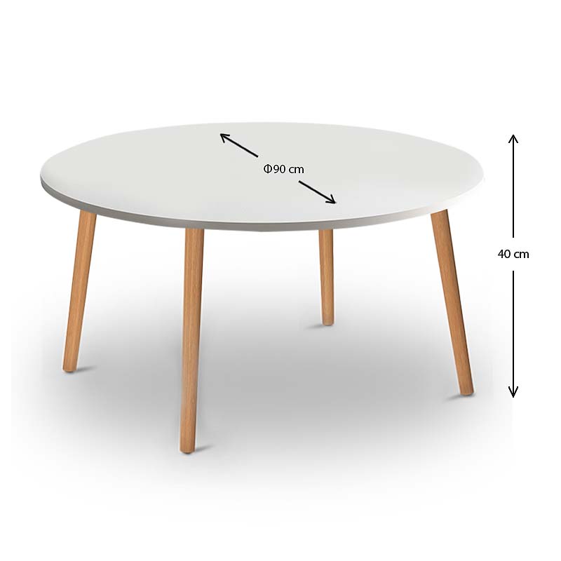 Τραπεζάκι σαλονιού Circle Megapap από μελαμίνη χρώμα λευκό 90x90x40εκ.