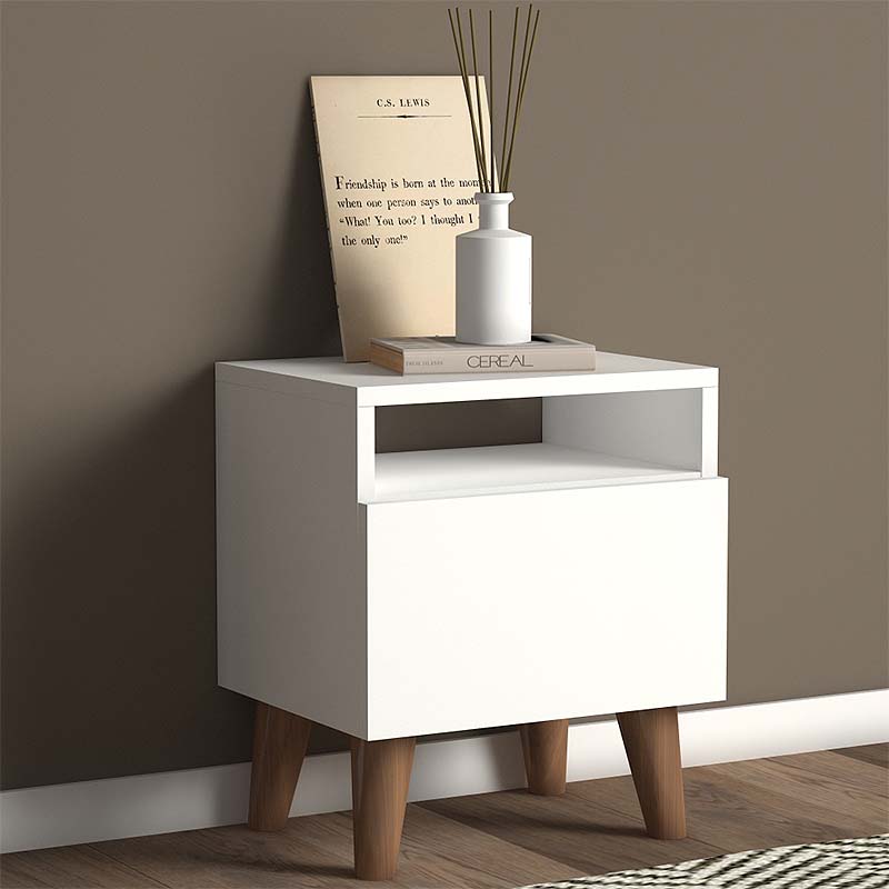 Κομοδίνο Luce Megapap από μελαμίνη χρώμα λευκό 40x30x47,6εκ.