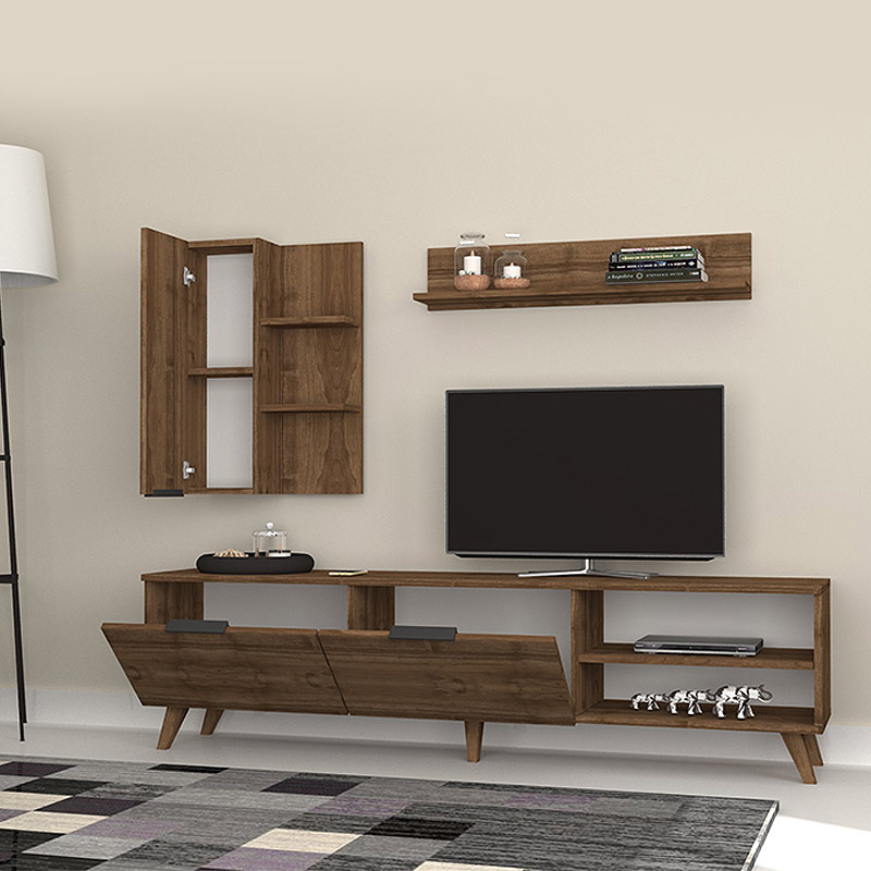 Σύνθεση τηλεόρασης Orion Megapap από μελαμίνη χρώμα καρυδί 180x35x47εκ.