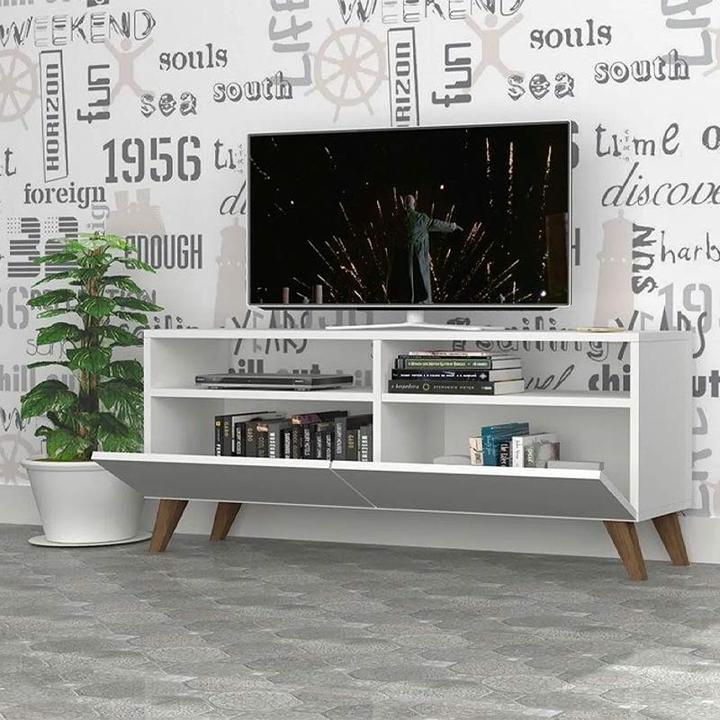 Έπιπλο τηλεόρασης Inci Megapap από μελαμίνη χρώμα λευκό 120x35x50εκ.